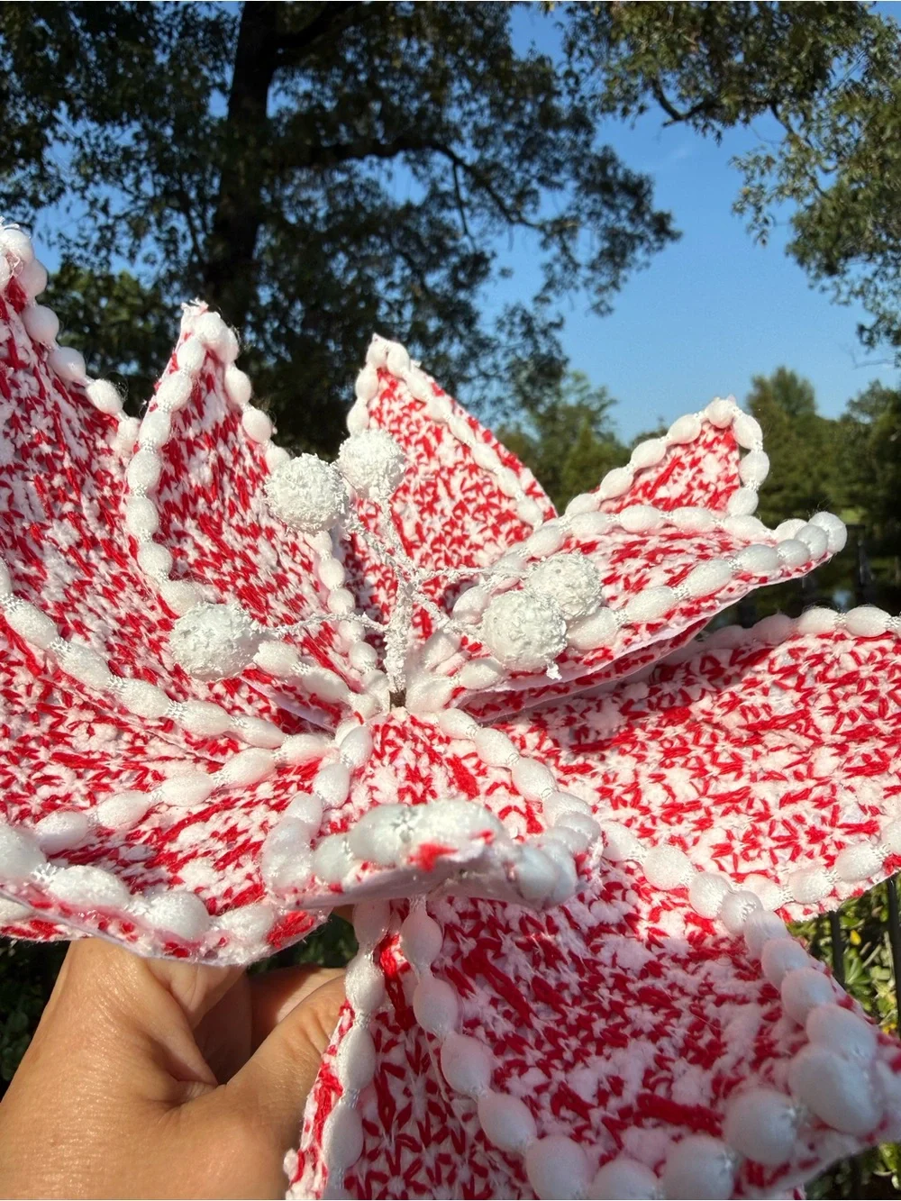 Kirklands Set of 4 Red White Poinsettia Christmas Picks